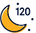 A moon with the number 120 next to it