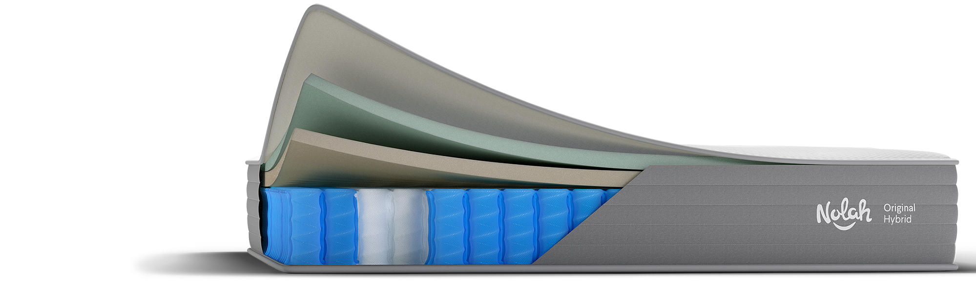 Large x-ray close-up of a Nolah mattress showing each layer