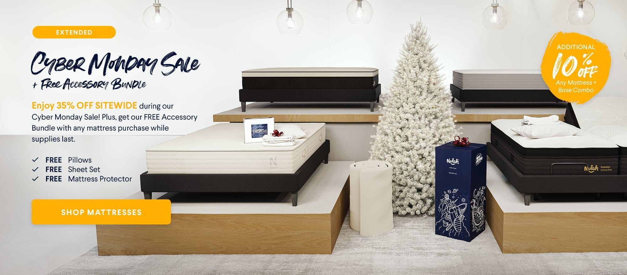 Cyber Monday Sale. Our biggest sale of the year. Take 35% Off sitewide. Up to $1000 in savings. Get 2 Fluffy Pillows with any mattress purchase.